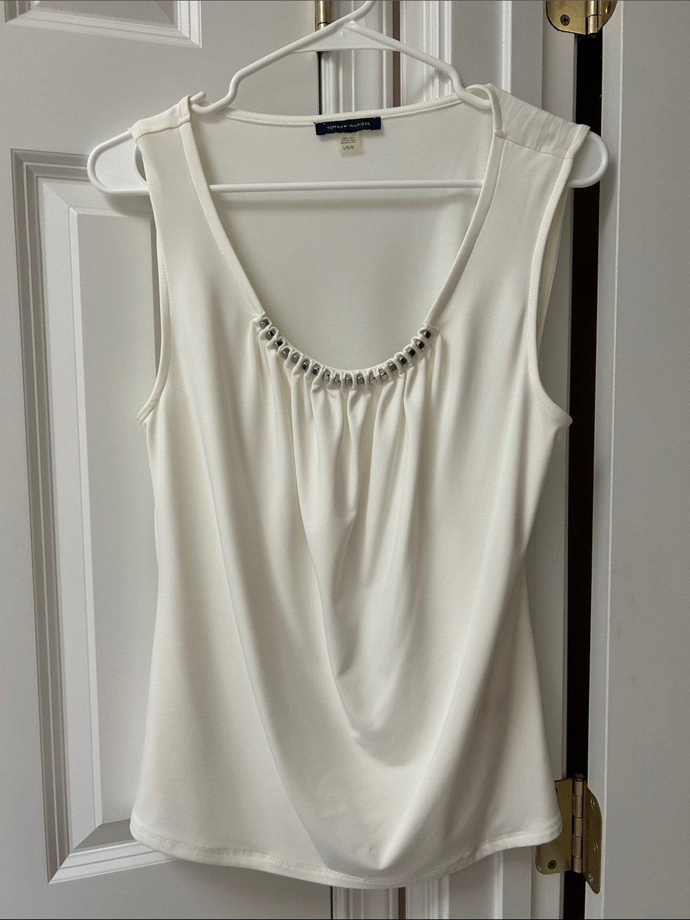 Tommy Hilfiger White Sleeveless Jewel-Embellished Camisole